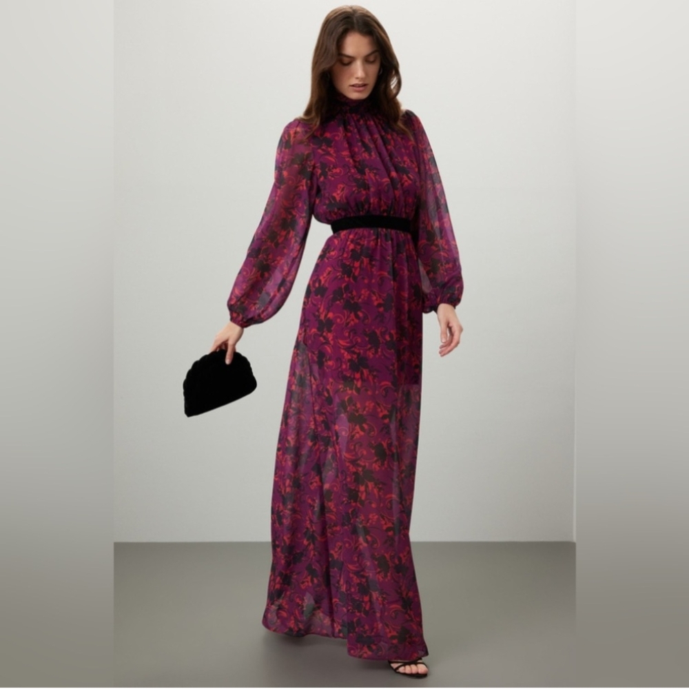 LDT Brooke Elegant Floral Long Sleeve Dress 2